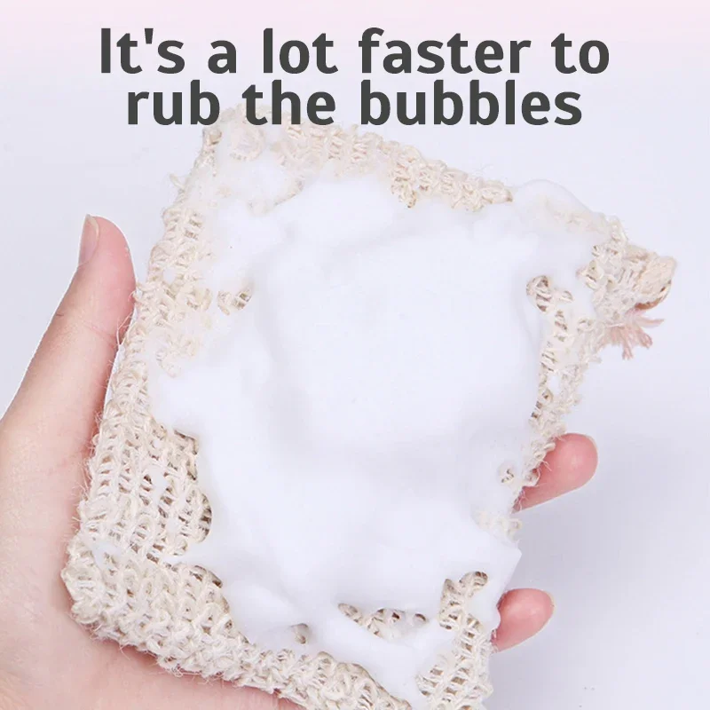 3/5Pcs Sisal Soap Saver Bag Exfoliating Mesh Pouch Eco Friendly Natural Zero Waste Foaming And Scrubbing Sisal Bag FOR Bathroom