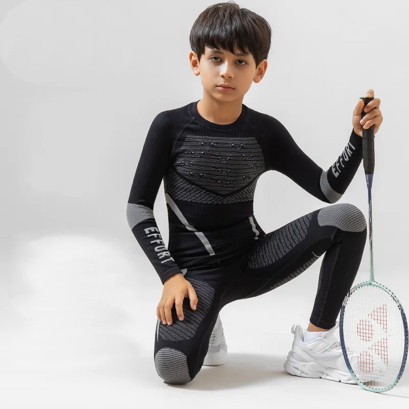 Children Kids Boy Girl Conmproression Skiing Underwear Set Football Basketball Ski Snowboarding Sport Running Exercise Suit B82