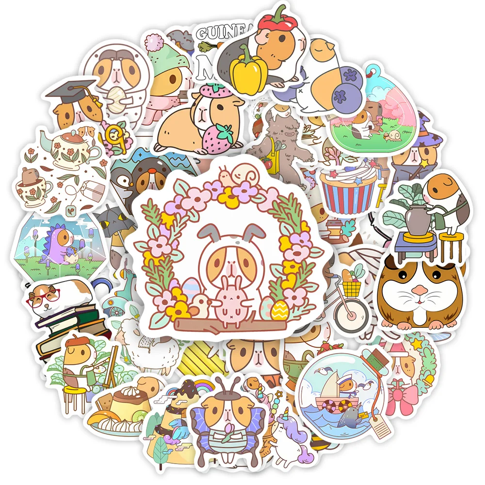 Decorative Stickers Kawaii Cute Cartoon Guinea Pig Stickers DIY Toy Gift Decorative Graffiti Decal for Phone Luggage Laptop Scrapbook Waterproof cartoon stickers,decorative stickers,paper stickers,adhesive stickers,animal stickers