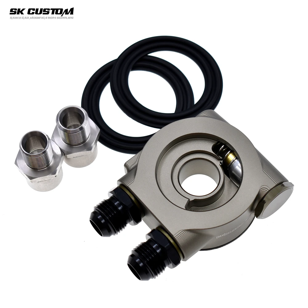Car Modification Universal OIL COOLER FILTER SANDWICH PLATE THERMOSTAT ADAPTOR M20 X 1.5 3/4-16 UNF AN8/AN10 NPT1/8 Sensor Port oil cooler kit oil filter adapter
