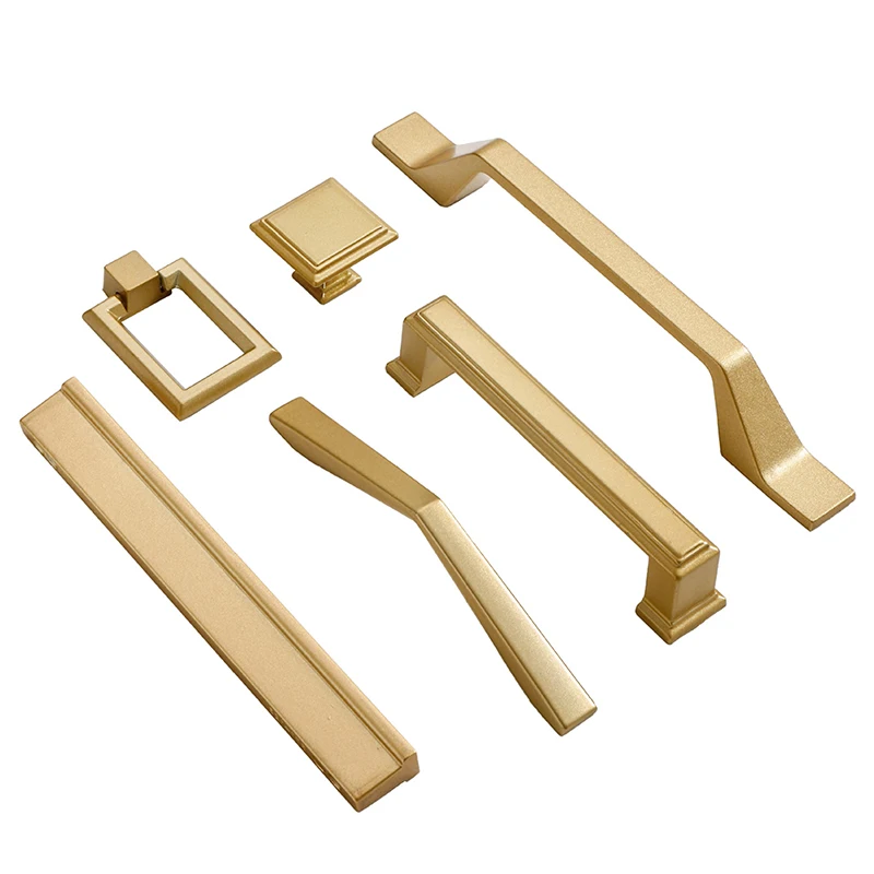 Simple Style Matte Gold Handles Solid Hardware Aluminum Alloy