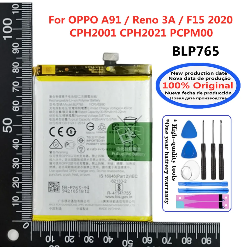 

High Quality BLP769 4025mAh Original Battery For OPPO A91 / Reno 3A / F15 2020 CPH2001 CPH2021 PCPM00 Phone Batteries Bateria
