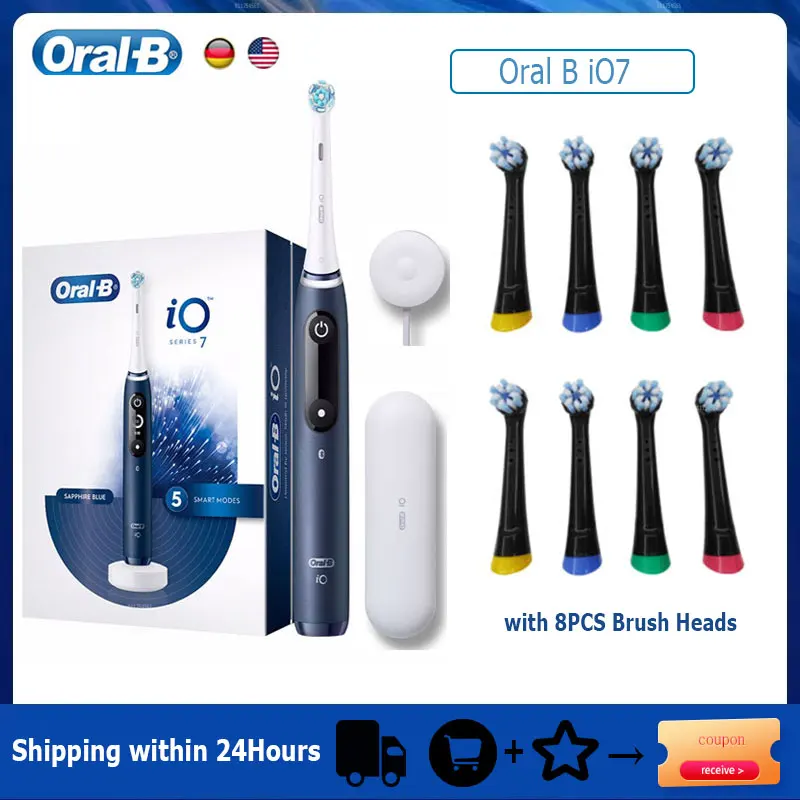 Oral B-cepillo de dientes eléctrico inteligente iO7, estuche de viaje con  carga magnética, temporizador Visible 3D, 5 modos, estuche de viaje -  AliExpress