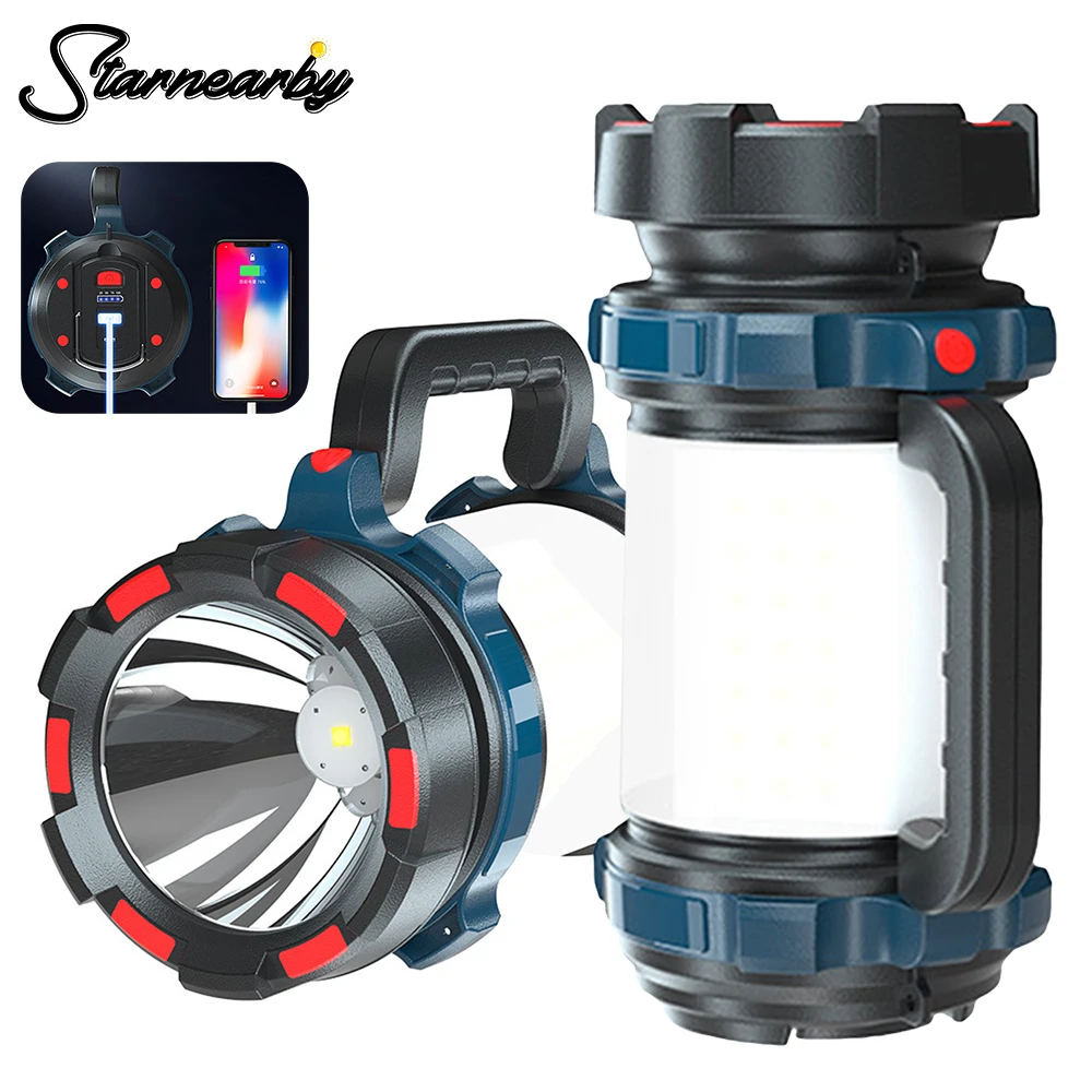 Spotlight flashlight,10000LM,5 Light Modes,Power Bank,Suitable for  Hurricane Emergency,Hiking,Home and More.with Adjustable Stand & Tail  Floodlamp 