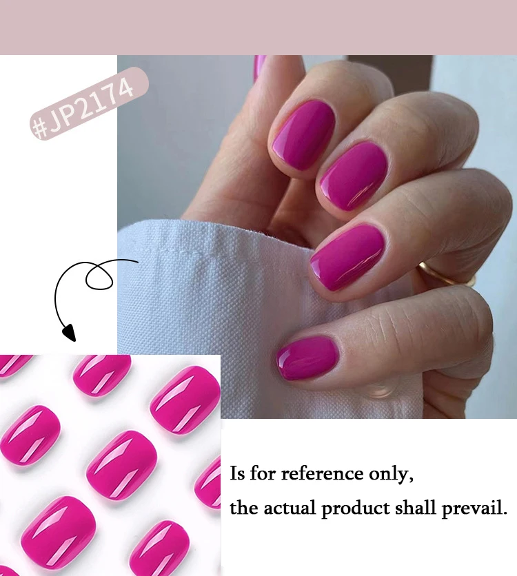 Short Round Wearable Fake Nails with Glue