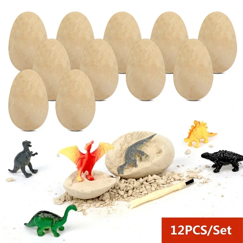 12PCS  Archeological  Dig Up Dinosaur Egg Fossil Excavation Toy Kid Scientific Mining DIY Dino Egg Multiplayer Party Favors Toys 6