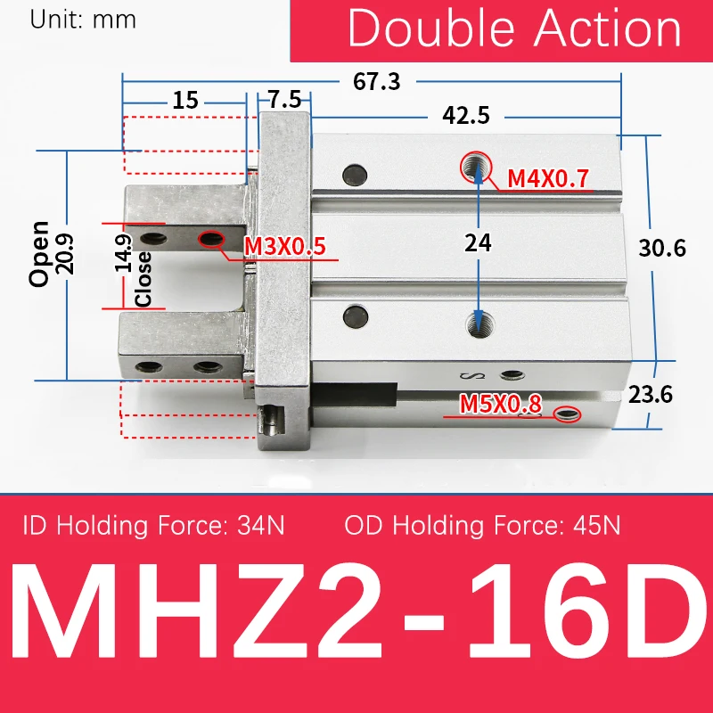 Attuatore Ad Aria Per Automazione 1 Pz Cilindro MHZL2-10D MHZL2-16D MHZL2-20D MHZL2-25D Cilindro Aria Compressa Mhz2 Serie - 4