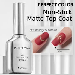 PERFFECT COLOR Non - Stick Matte Gel Top Coat, 16ml - Powder - Resistant Matte Finish for Chrome Powder Artistry (Non - StickMatte 2pcs)