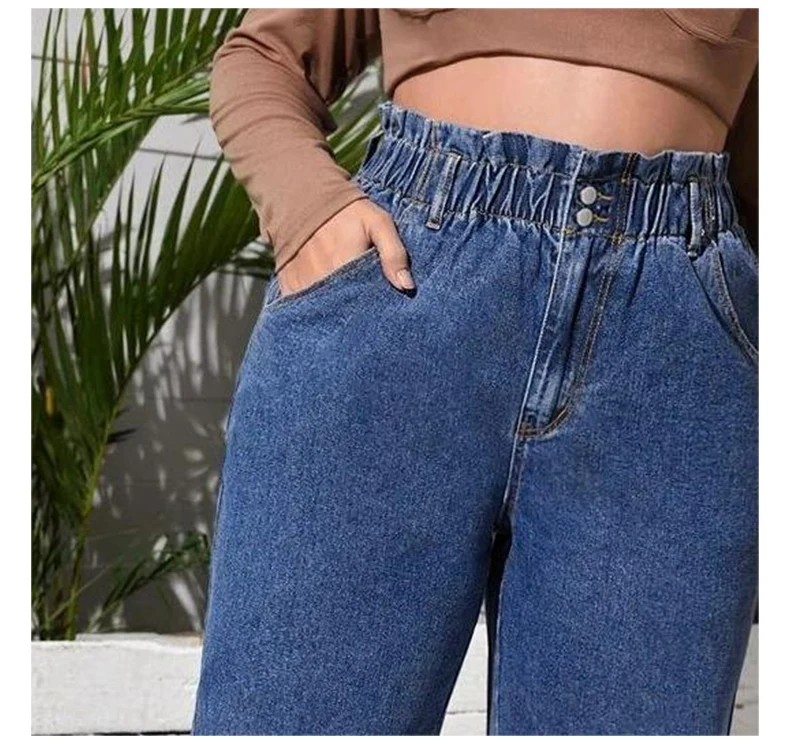 Total, Mãe Jeans, Faixa Elástica na Cintura,