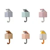 1/6pcs Cute Wall Hooks Key Holder Door Hanging Plastic Self Adhesive Wall Hanger Cartoon Cat Shape Hook For Kids Room Home Decor 5