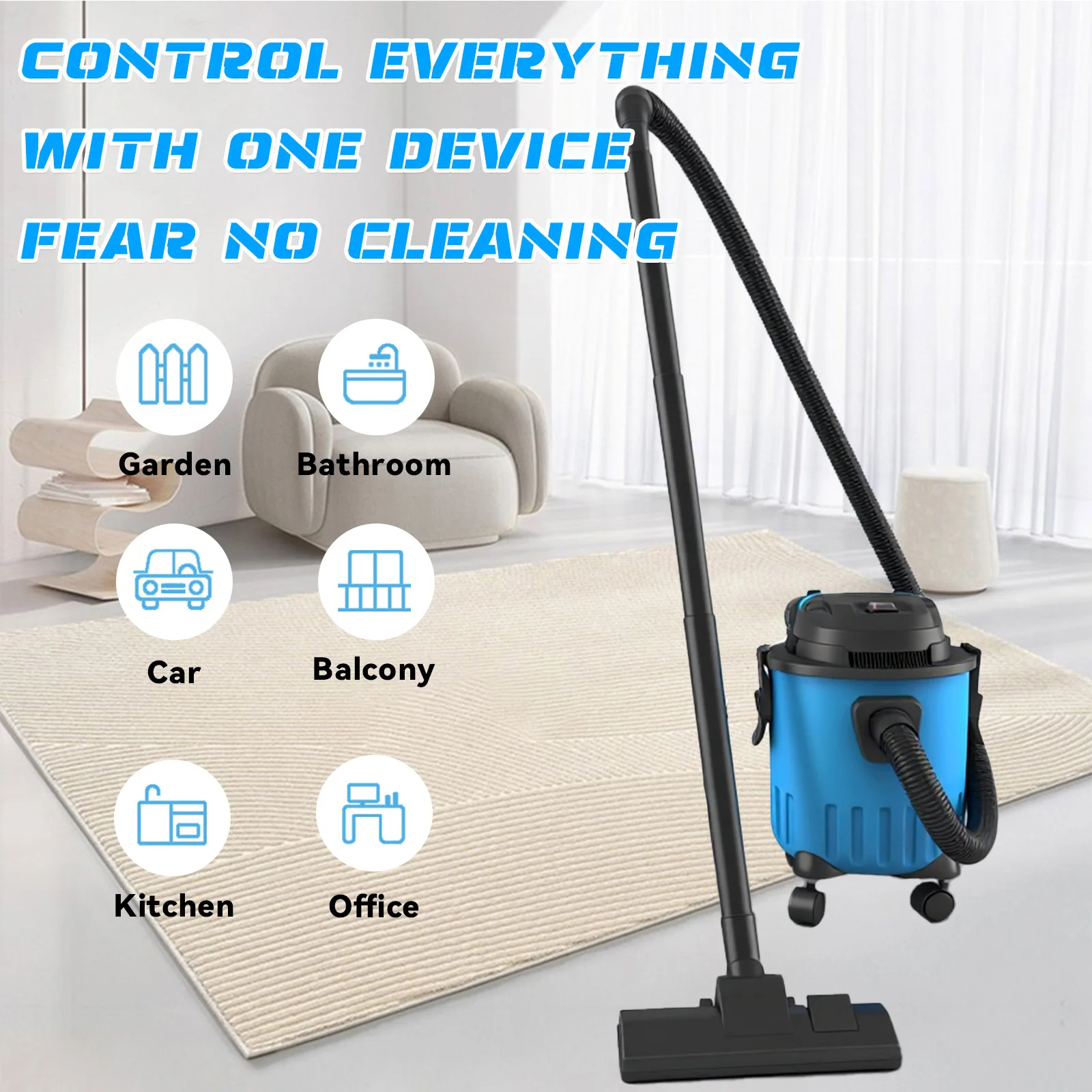 5400W 15L Wet/Dry Vacuum Cleaner Brushless Motor, Powerful Suction, Multi-Surface Portable Cleaner for Home, Car, Garden