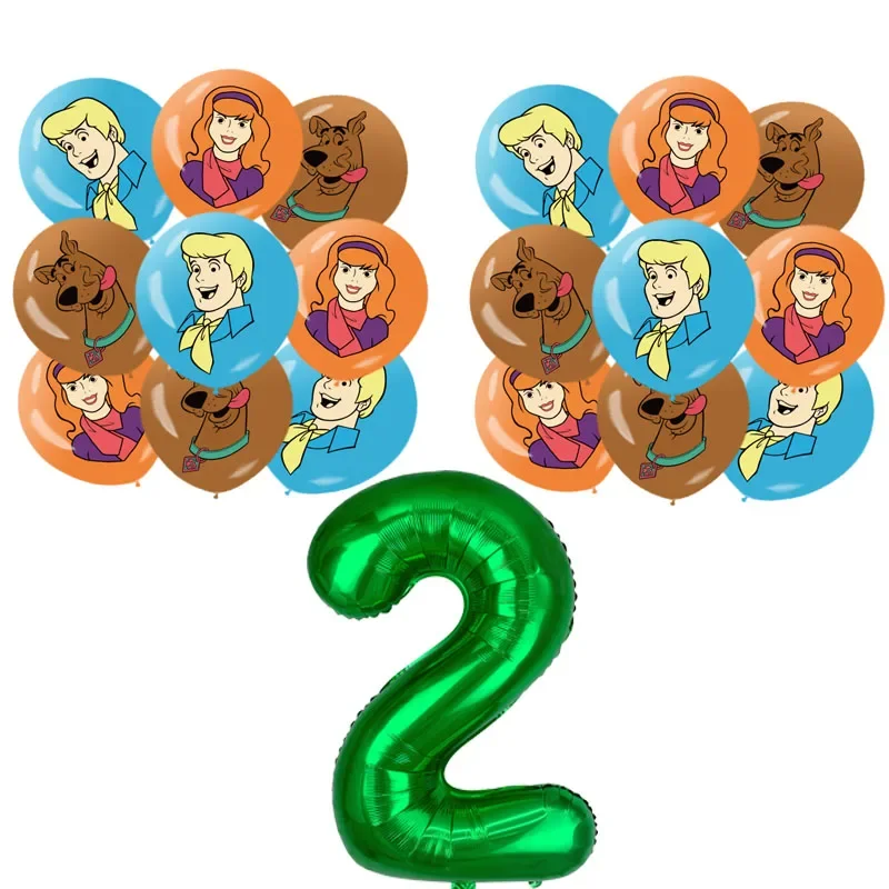 Decoración para fiesta de cumpleaños de Scoobi Doo, regalos para niños, pancarta de feliz cumpleaños, vajilla de papel con forma de perro marrón, globos de látex, mantel, decoración para bebé