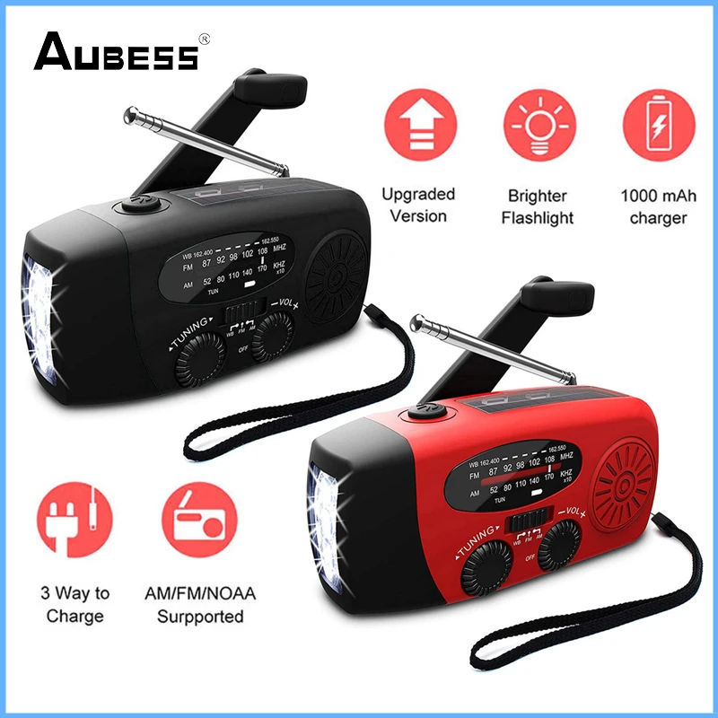 3 LED Lights Flashlight Hand Crank Radio, Portable Solar Radio AM/FM NOAA Weather Radio, 1000mAh Power Bank USB Charger smoke and carbon monoxide alarm