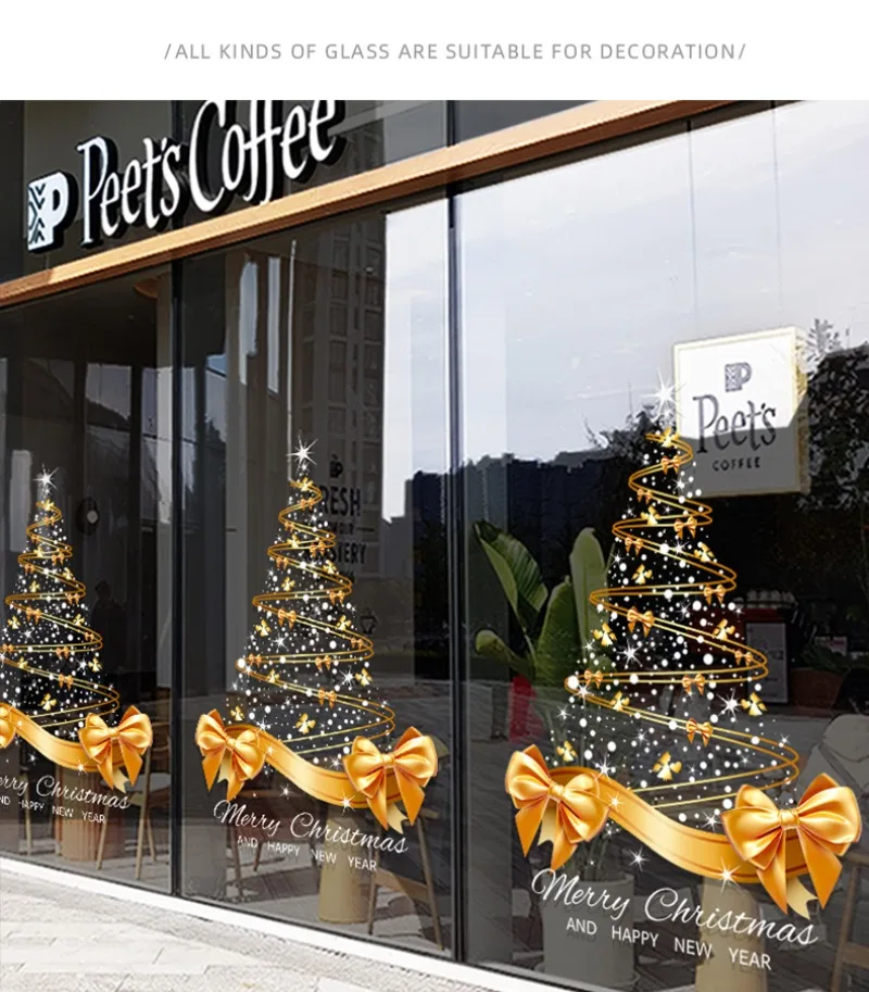 Christmas Tree Window Clings Stickers Glass Xmas Decals Home Decorations 1pc