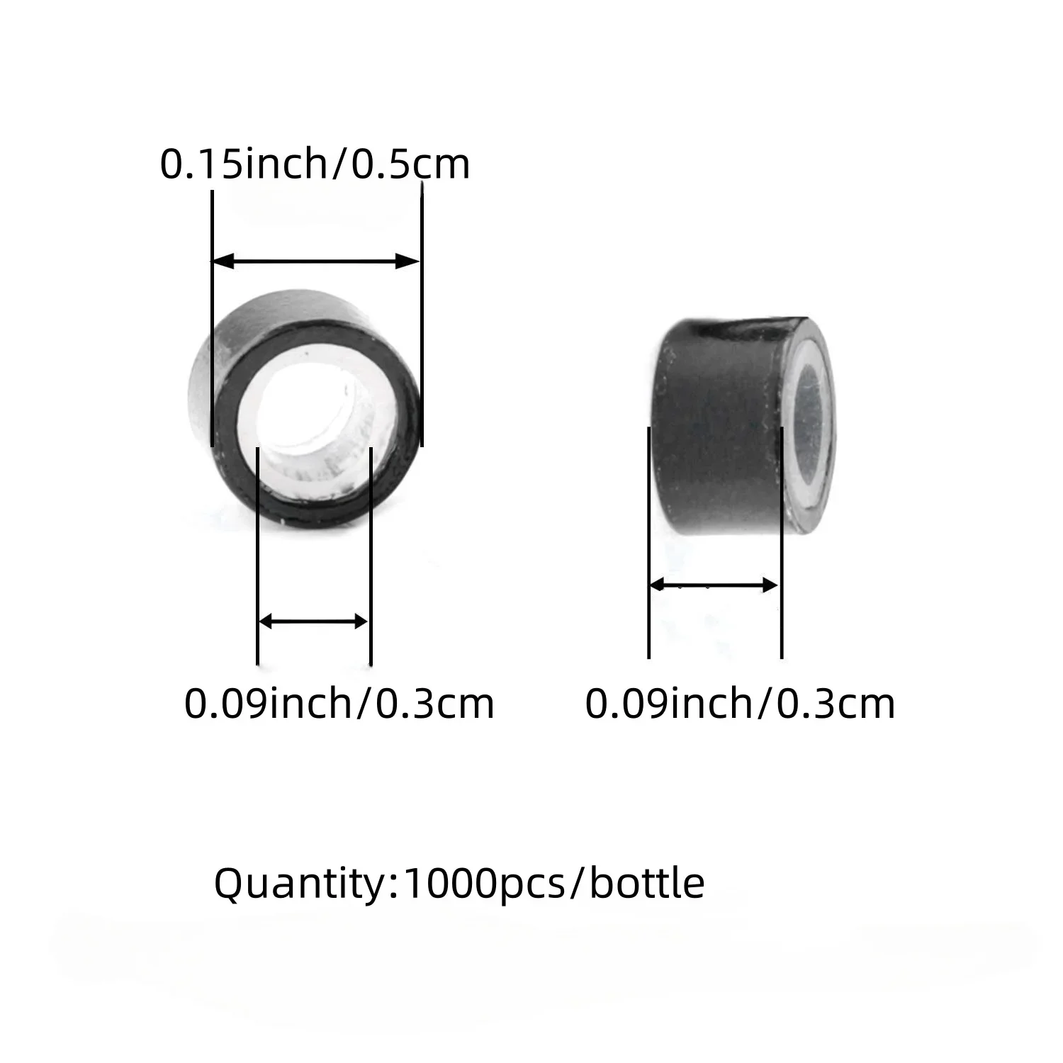 헤어 익스텐션 마이크로 링 링크 비즈, 헤어 익스텐션 도구용 실리콘 안감 비즈, 5mm, 500 개