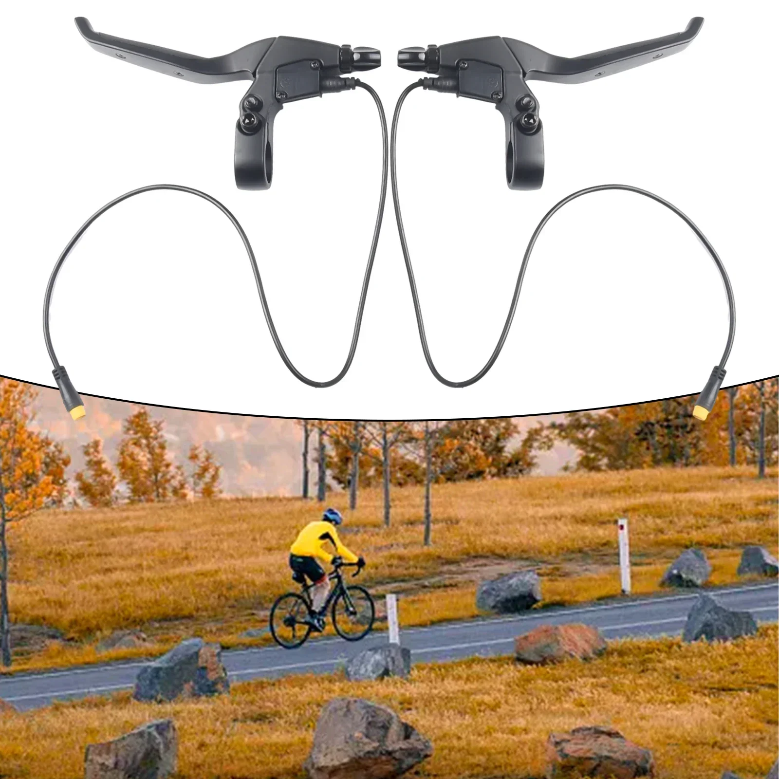 Paire Leviers Frein Vélo Électrique Bafang - 3 Broches - Poignée Aluminium Noir - Moteur Central