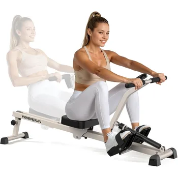 Feierdun Compact Adjustable Rowing Machine for Home 300LBS Weight Capacity with 12 Levels of Resistance for Complete Body 1