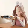Key Holder For Table Entryway Tray Decorative Trays Candy Tray Key Bowl Resin Girl Statue Jewelry Organizer Collectible 4