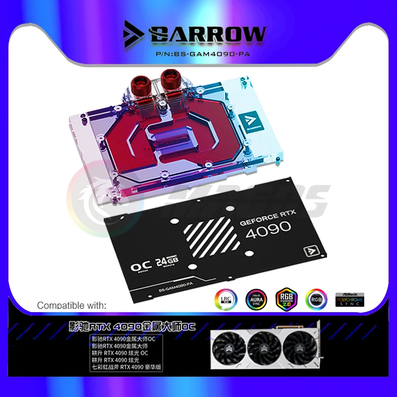Barrow Gpu Water Block Per Nvidia Colorful Tuf Rtx 4090, Galaxy,Gainward Rtx 4090/Oc,Vga Radiatore Di Raffreddamento In Rame Bs-Gam4090-Pa