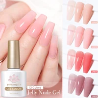 BORN PRETTY Jelly Gel Semi-transparent Nude Color Nail Gel Polish Clear Pink French Gel Varnish Soak Off UV LED Gel for Nail 1