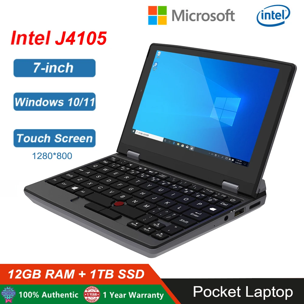 Mini Laptop Da 7 Pollici J4105 Notebook Ips Touch Screen Netbook Portatile Win 10 Pro Mini Pc Micro Computer Bluetooth 4.2 8G 1Tb