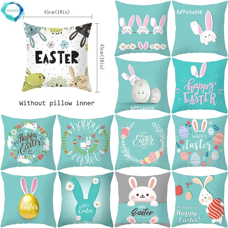 

Easter Day Rabbit Pillow Case Polyester Square Throw Pillow Cover Kawaii Cute Cushion Cover Home Decor Fundas Para Cojines