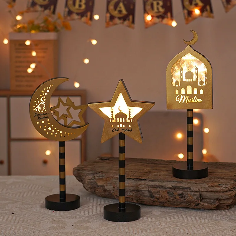 EID Mubarak Wooden Ornaments Moon LED Lights, Ramadan Lamp, Islam Muslim  Event Party, Home Table Decoration, Kareem Gifts, 2024 - AliExpress