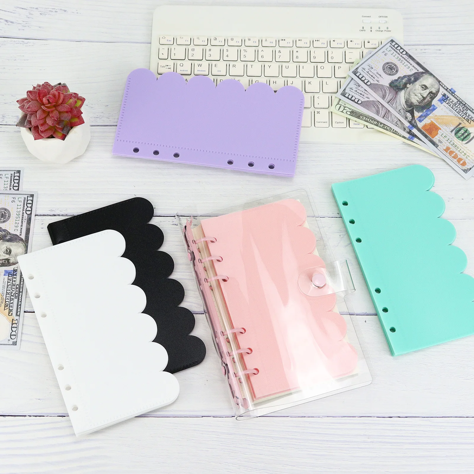 A6 New Color Petal Pockets Binder Folders for Notebook Divider Page Waterproof PP Leaf Document Filing Bag 4