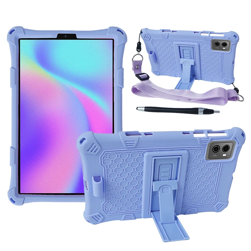Universal Kids Safe Soft Silicone Kickstand Case with Shoulder Strap