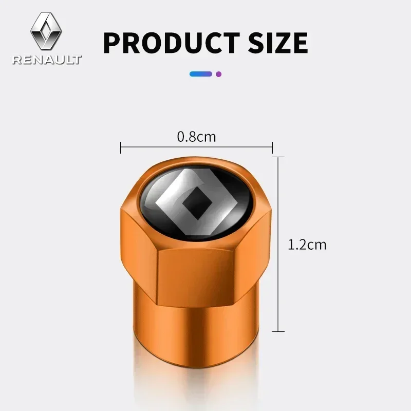 Valve Stem Caps 4Pcs Alloy Car Tire Anti-theft Airtight For Renault Models