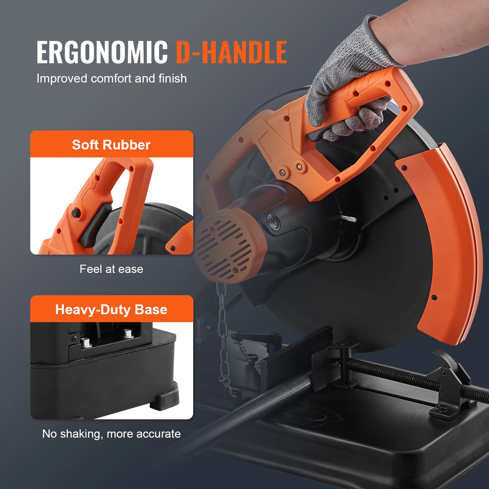 VEVOR 2300W Abrasive Chop Saw 14"/355mm Blade Diameter Cut Off Saw Steel Cutting Machine 0-45° Adjustable Angle Miter Saw 6