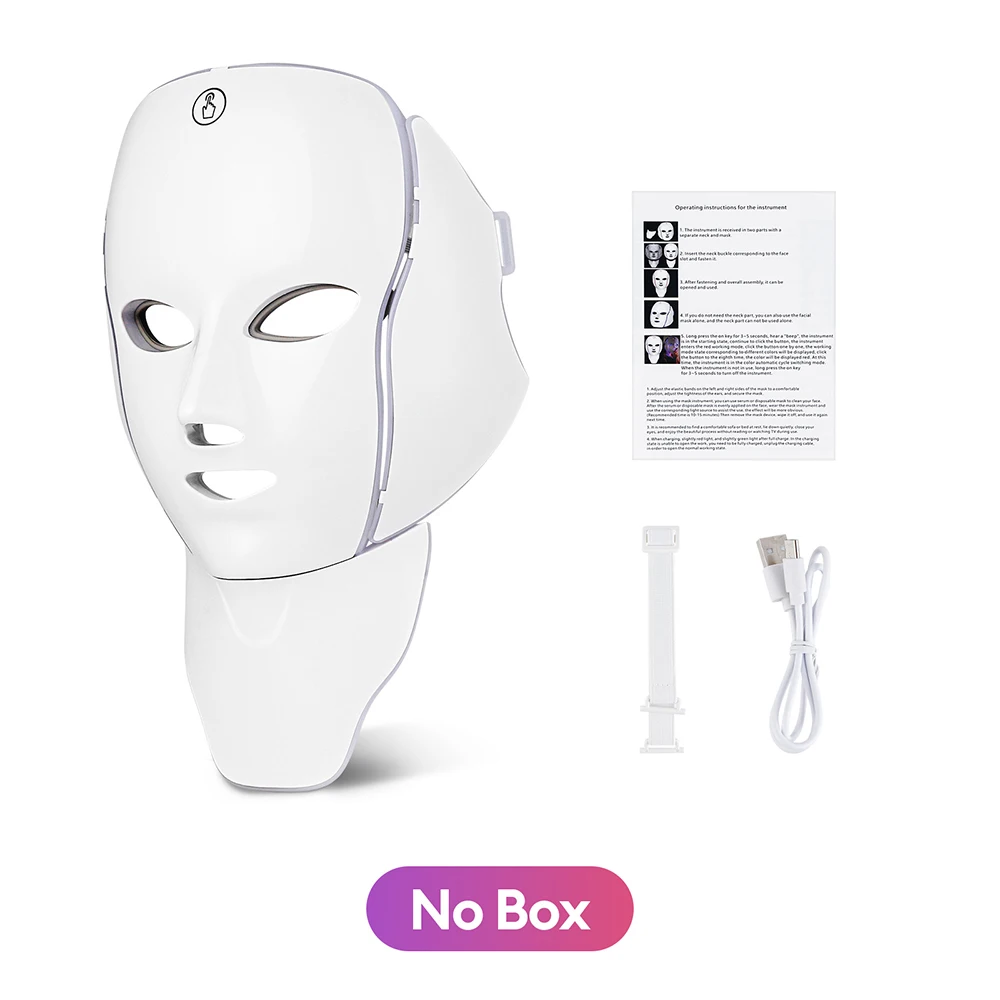 7色ライト付きLEDフェイシャルマスク ワイヤレスLEDフェイスマスク ネックケア美容マスク スキンケアマシン