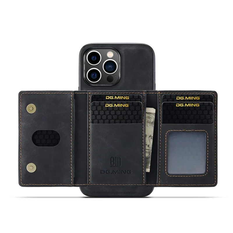 Pu Leather 2 In 1 Phone Case Iphone 12 13 Mini 14 Plus 15 Pro Max Cover Wallet Card Slot Shell