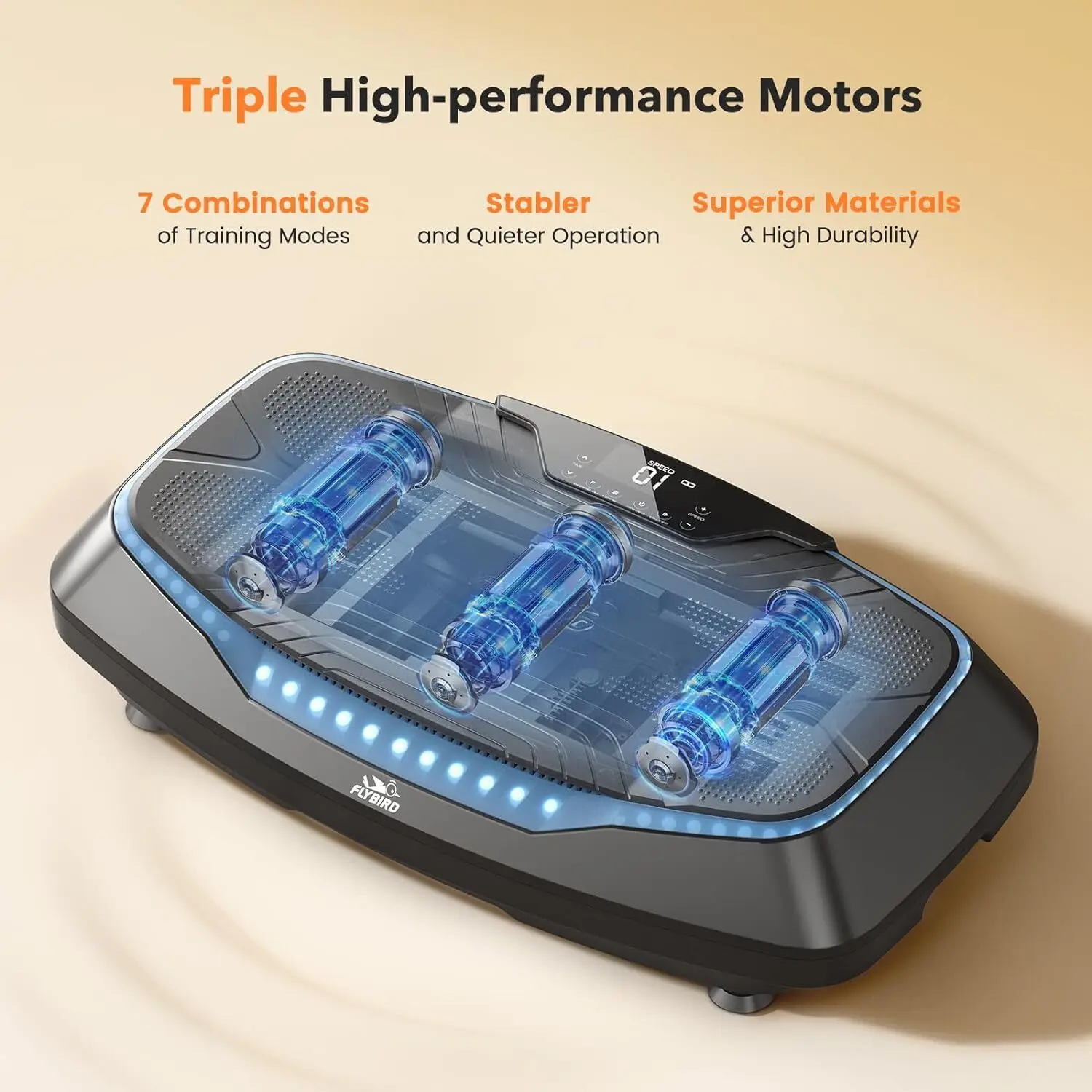 4D Vibration Plate-Triple Motors Oscillation, Linear, Pulsation Vibration Plate Exercise Machine, 30Hz-40Hz Pl