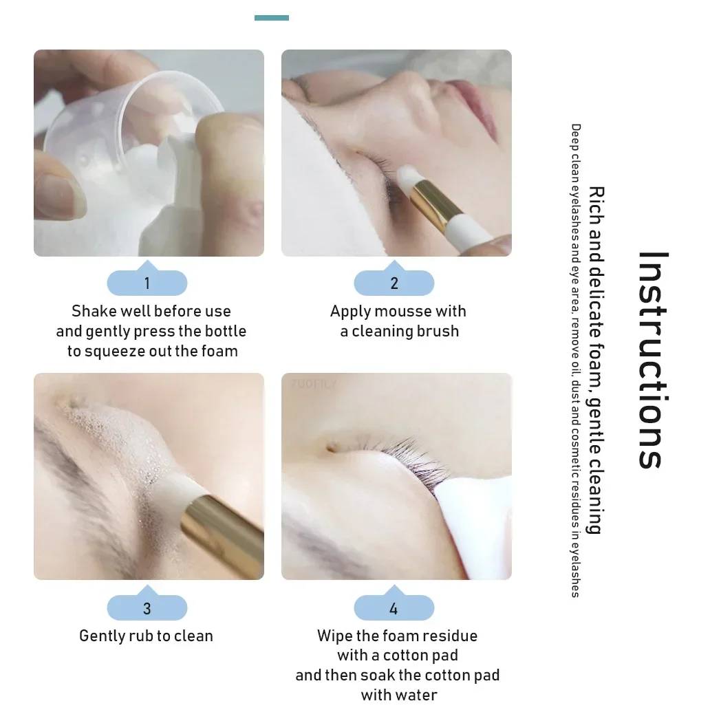 50/60/100/150ml Eyelash Shampoo Gentle Cleansing Eyelashes Grafting Extension Eyelashes Mousse Foam Eyelash Dedicated Cleaner 6