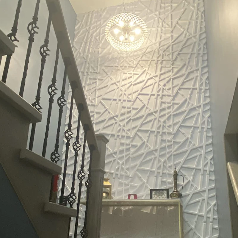 STICKGOO Panneaux muraux 3D pour décoration murale intérieure, motif diamant doré champagne, 50 x 50 cm, panneaux muraux décoratifs 3D pour salon, couloir, bureau