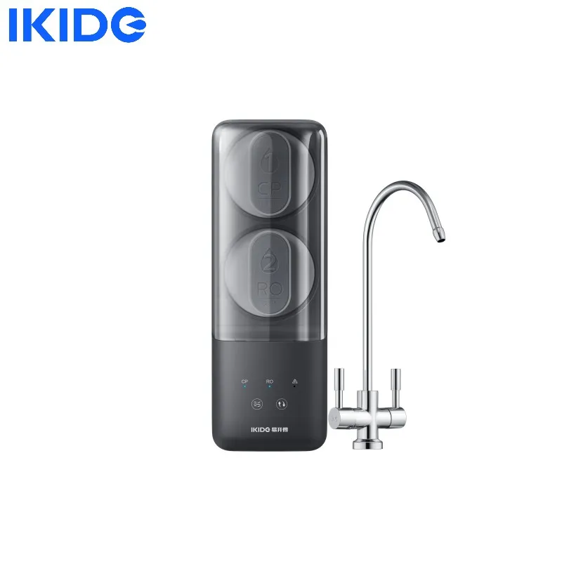 IKIDE Black 600G Kitchen Type Double Outlet Water Large Flow 4 Powerful FiltrationWater Purifier RO Reverse Osmosis