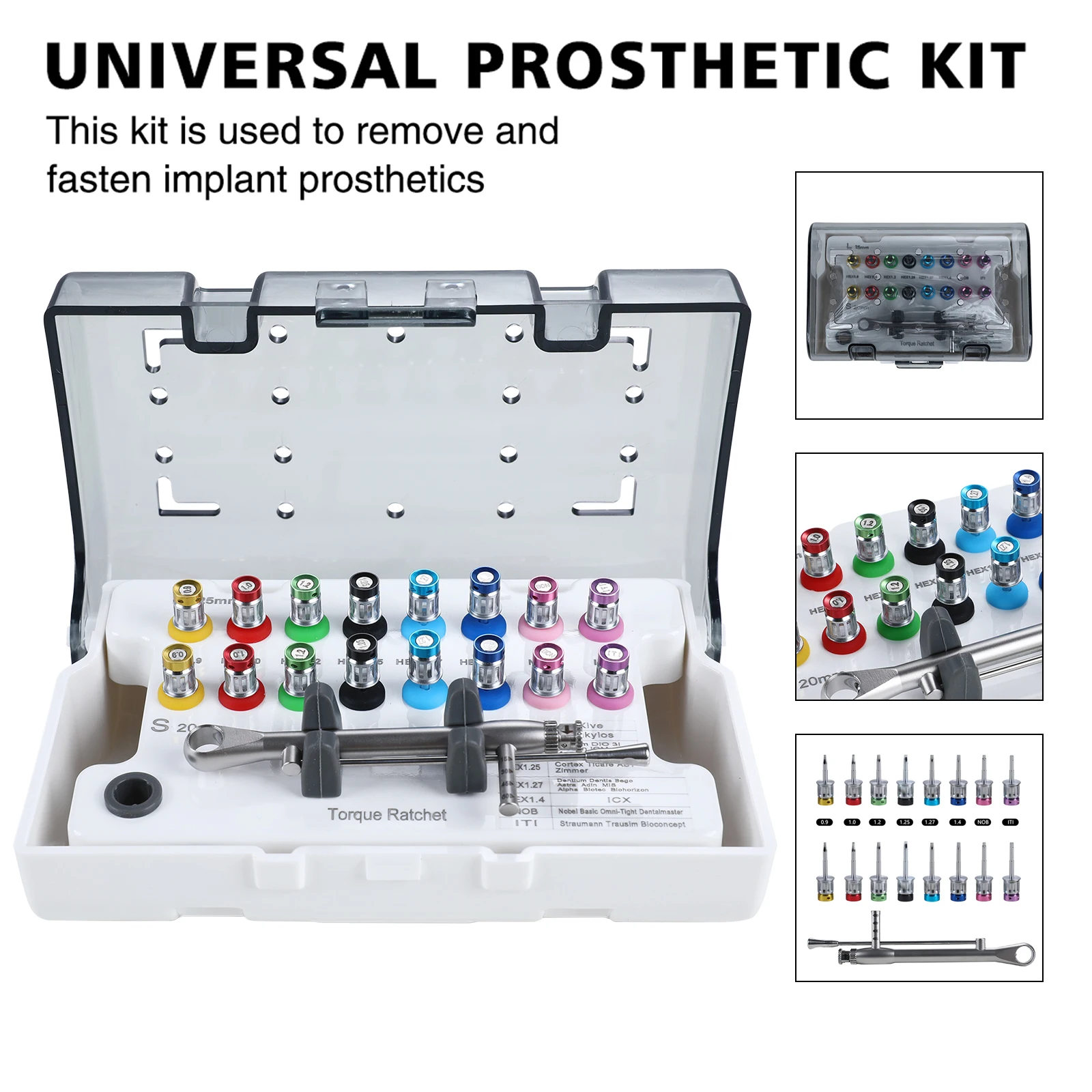 Universal Dental Implant Prosthetic Restoration Kit Drivers Torque Wrench Screwdrivers