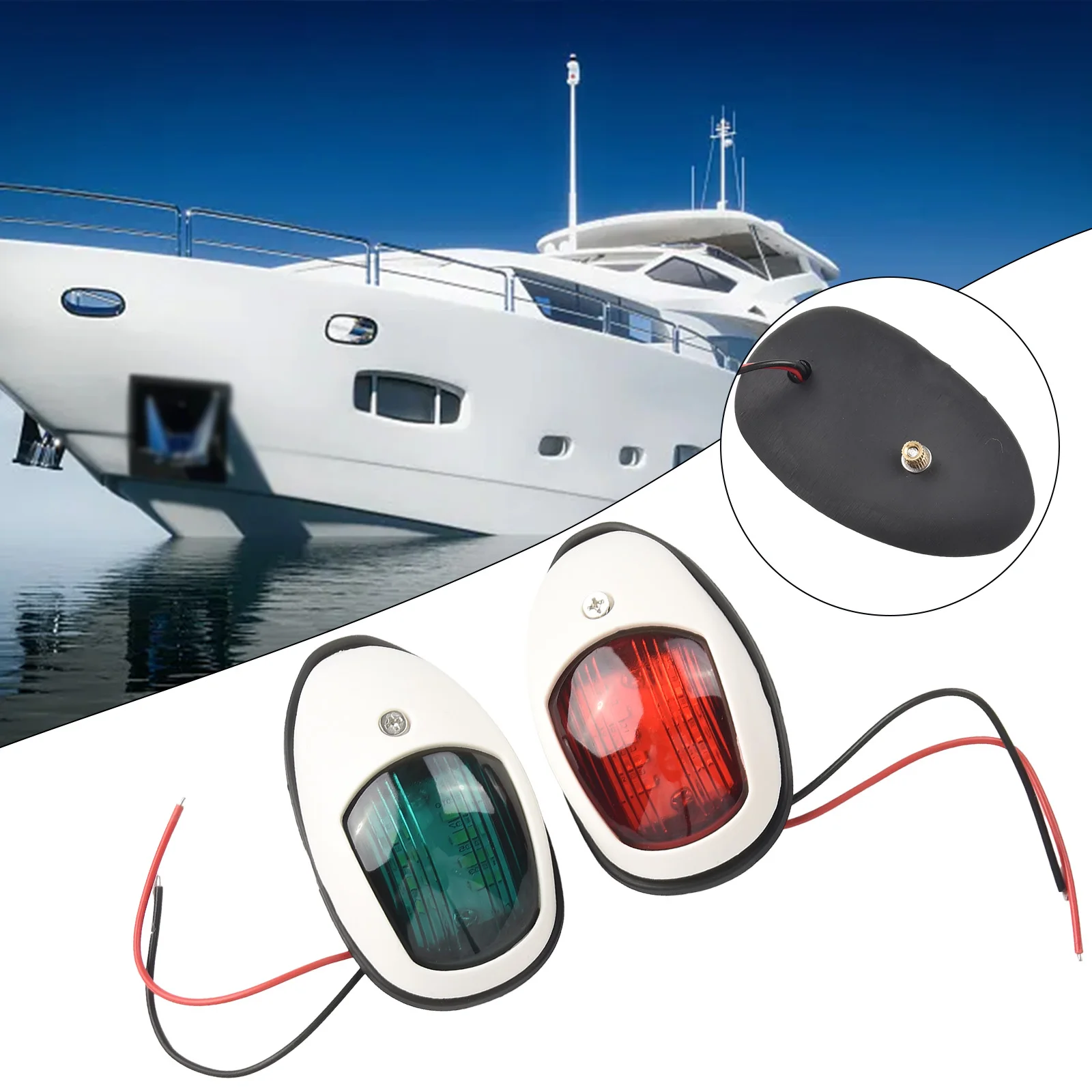 Navigation Light Signal Light Accessories DC10V-30V Marine Bow Light Parts Red & Green 180G 8 LED Replacement Universal