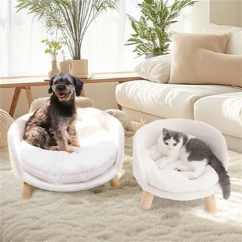 Ultra Soft Elevated Dog Cat Sofa Bed Couch Pet Puppy Chair Backrest Stool Seat Lounger with Removable Waterproof Padded Cushion 4