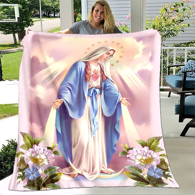 Jesus Virgin Mary Soft Throw Blanket The Perfect Blend of Comfort and Style