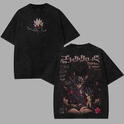 Vintage Washed Black Clover Anime Graphic T - Shirt - XXL (Black)