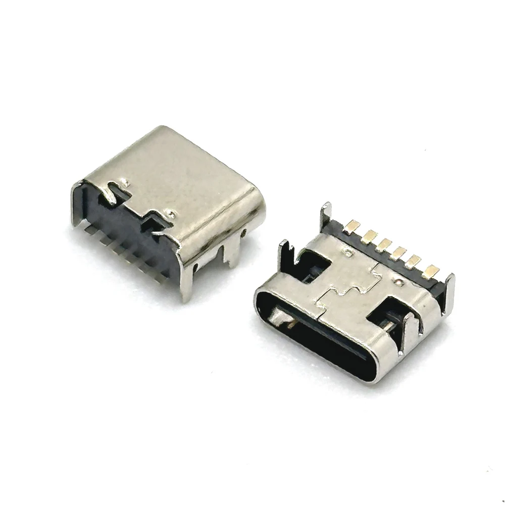 1/20pcs 6 핀 SMT 소켓 커넥터 마이크로 USB 유형 C 3.1 암 배치 SMD DIP PCB 디자인 DIY 고전류 충전