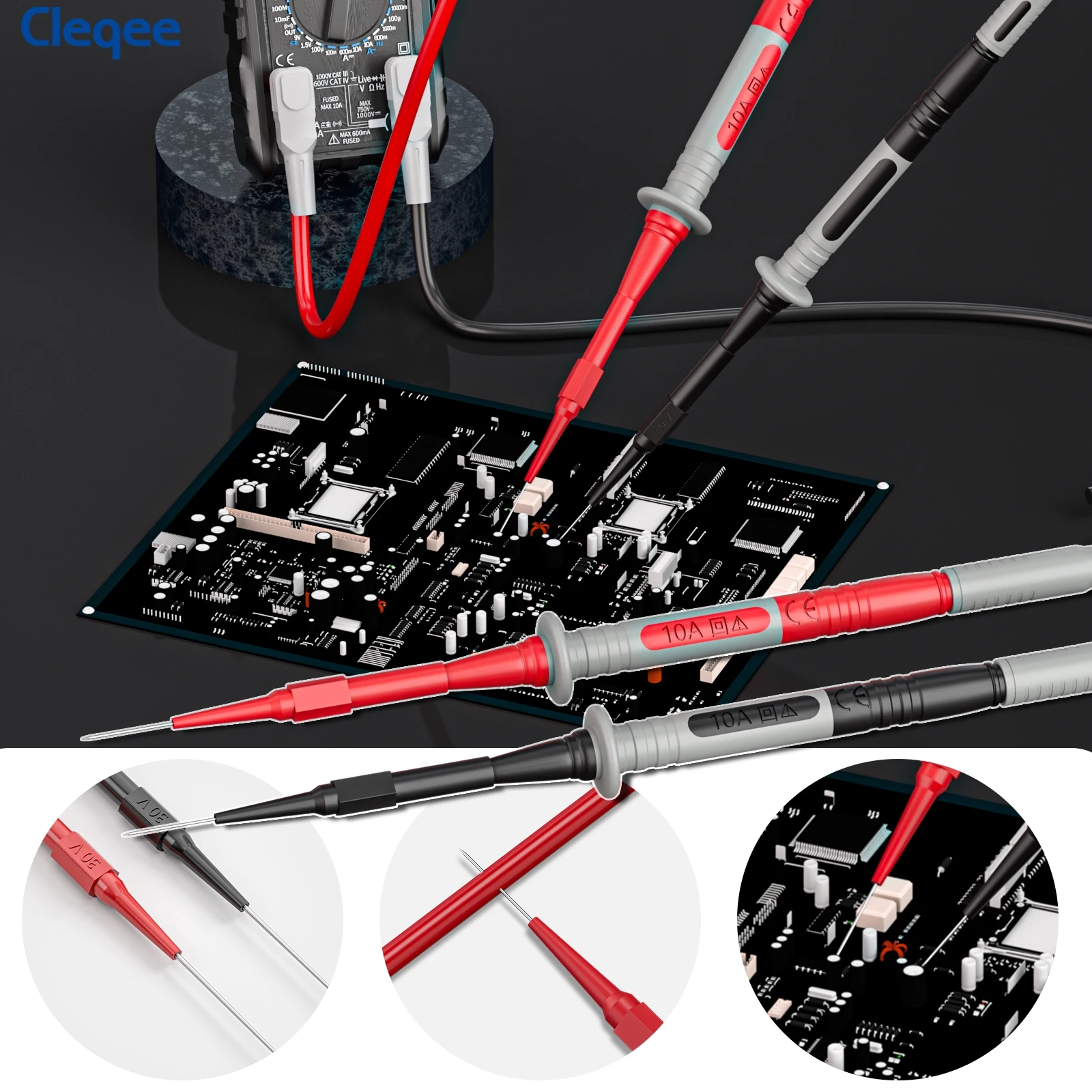 Multimeter Test Lead Kit Cleqee CKT004 test cable 4mm banana plug with crocodile clip wire perforation probe for electrical
