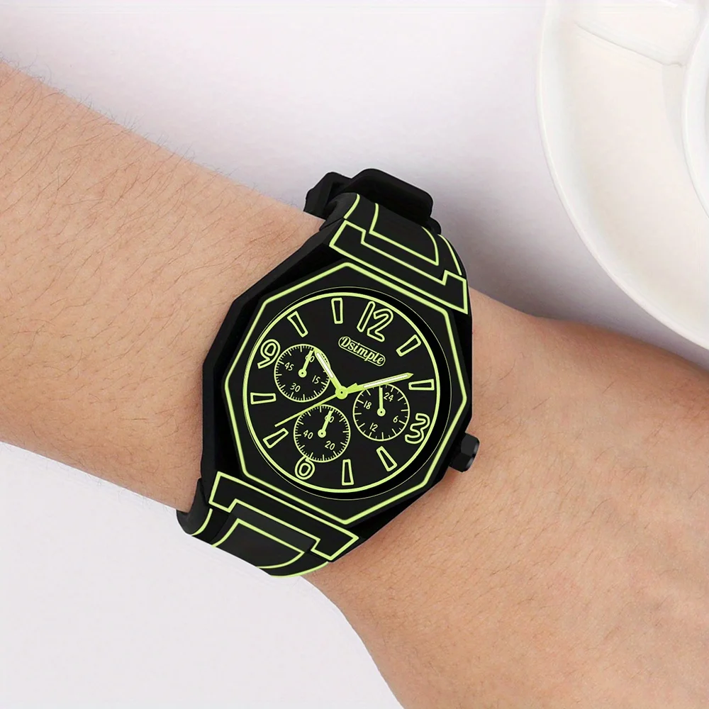 Preppy Style Quartz Wrist Watch - Round Dial, Electronic Drive, Silicone Strap, Unisex, Holiday Gifts(Gift box does not include)