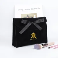 skin care products packaging envelope pouch custom black velvet gift bag with logo