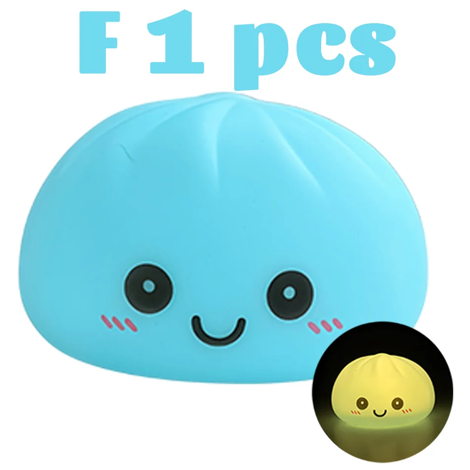 2026 New Luminous Colored Steamed Dumpling Squishy Toy, Soft Silicone Decompression LED Night Light, Glowing Squeeze Lamp for An