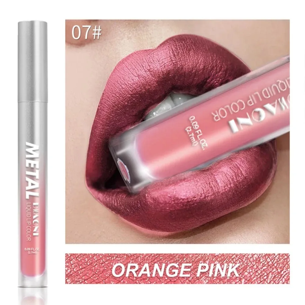 12 Color Diamond Metallic Shine Liquid Lipstick Pearlescent Waterproof Glitter Lip Gloss Smudge Proof Glamorous Lip Makeup_voghion.com