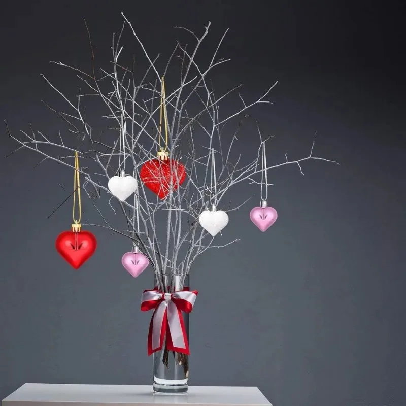 Festive Heart-Shaped Hanging Ornaments Multi-Finish Baubles for Home Window Display Birthday and Celebration Decor