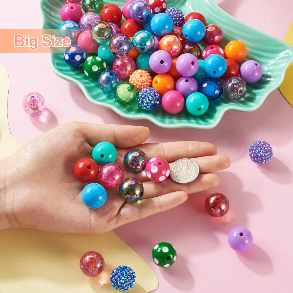 1 Set Blue 20mm Bubblegum Beads DIY Beaded Necklace Bracelet Making Kit for  Women Children Keychain Jewelry DIY Supplies Gifts - AliExpress